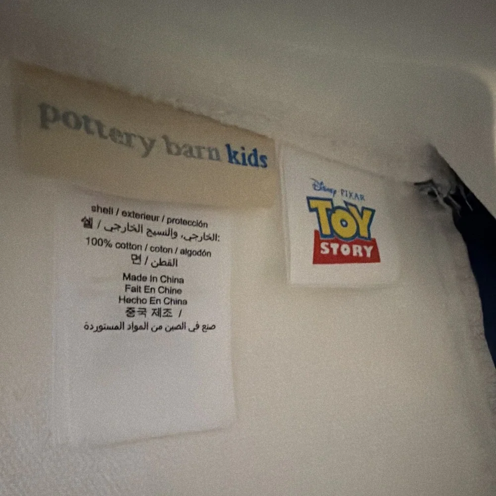 Pottery Barn Kids Toy Story Cotton Small Tote Bag Buzz Woody Jessie Blue/White